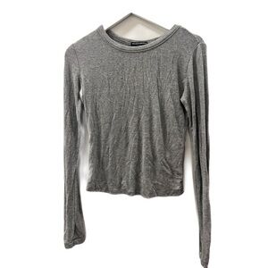 Womens Gray Ribbed Brandy Melville Long Sleeve